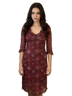 Vintage Y2K Babydoll Elena Gilbert Fitted Burgundy Fairy  Womens Dress Medium